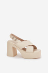 Жіночі Сандалі На Каблуку І Платформі З Еко Шкіри Світло Бежеві Annavin