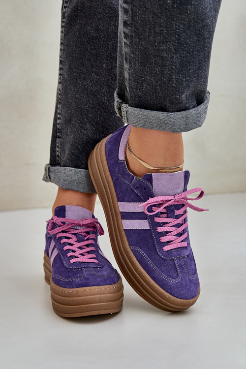 Zazoo N1068S4 Жіночі Замшеві Кросівки На Платформі Темно-фіолетові
