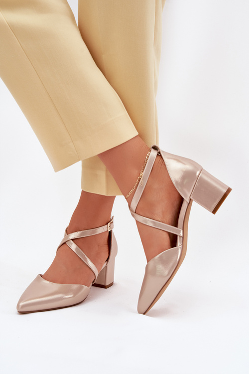 Туфлі На Каблуку З Еко Шкіри Золоті Sergio Leone SK830