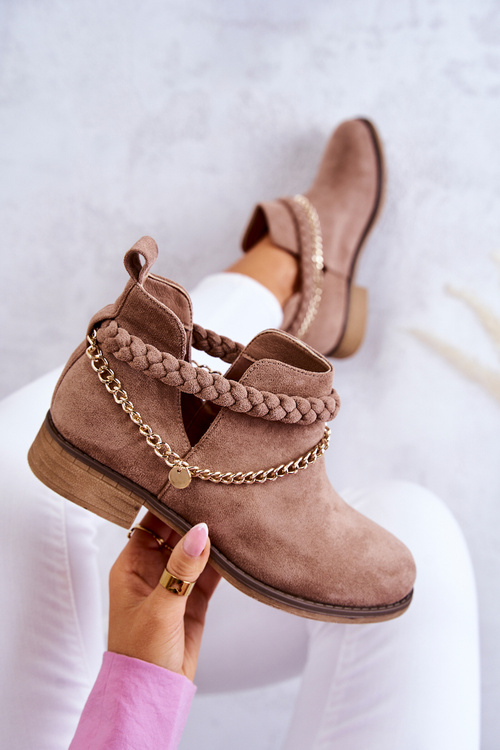Замшеві черевики з ланцюжком Коричневі Talitha