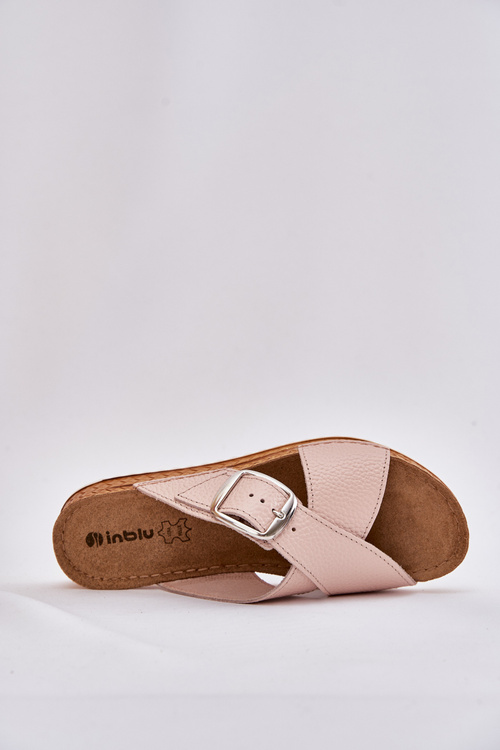 Шкіряні Жіночі Сандалі З Пряжкою Рожеві Inblu VO0004GU