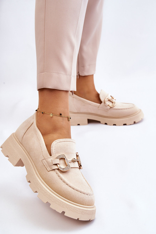 Жіночі замшеві туфлі на платформі бежеві Deira