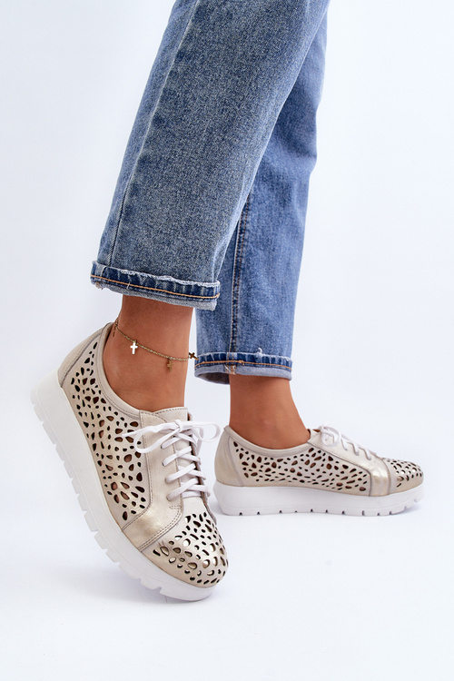 Шкіряні напівчеревики на платформі бежеві Hypnosis