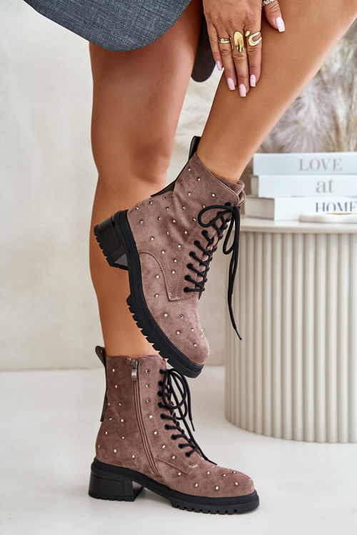 Декоровані ботильйони робочі жіночі утеплені D&A MR880-017 темно-сірий