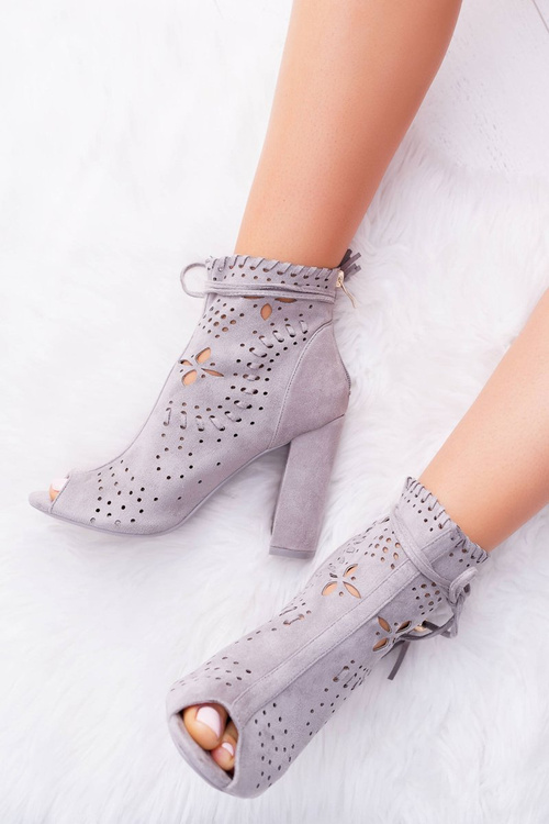 Жіночі чоботи на шпильці замшеві сірі Corinne