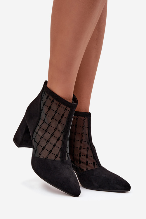 Жіночі ботильйони на каблуці з сіткою D A LZ52 944 чорні