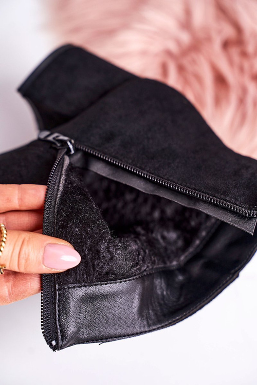 Класичні жіночі утеплені чоботи на підборах Чорні Success