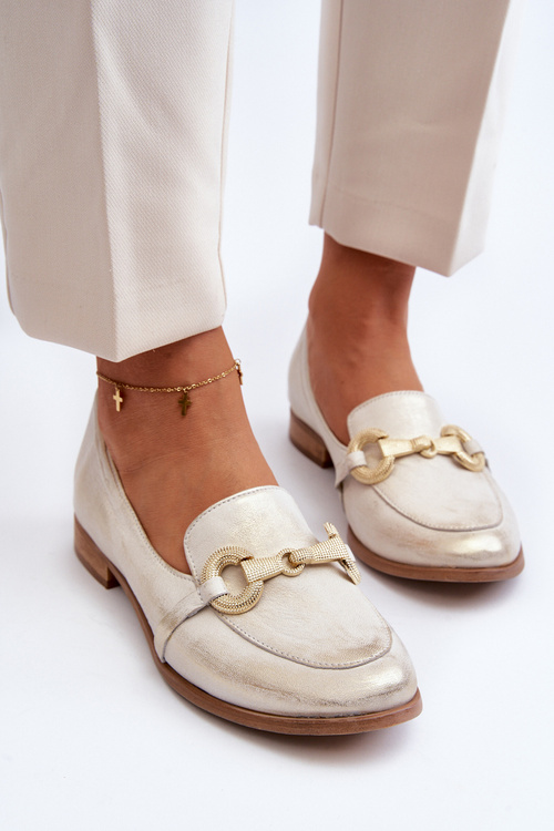 Жіночі шкіряні мокасини із золотим орнаментом Zazoo 2880