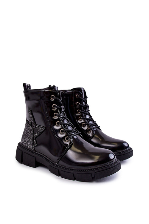 Чоботи дитячі лаковані на блискавці білі юкко