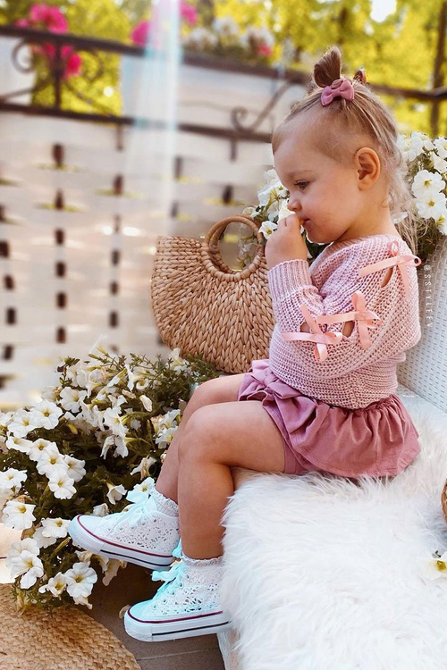 Дитячі високі кросівки з мереживом білого кольору Roly-Poly