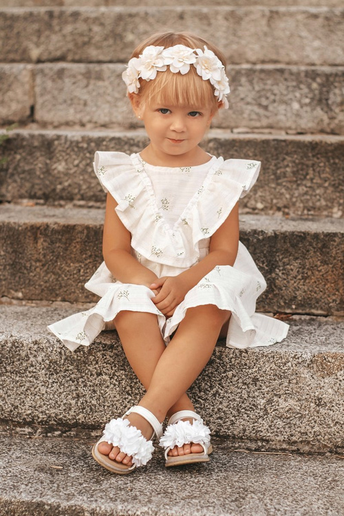 Дитячі босоніжки на липучці сяючі білі Мілена