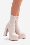 Лаковані Ботильйони На Платформі І Високому Каблуці Бежеві Lotisha