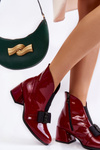 Лаковані чоботи на високих підборах з декоративним бантом Бордові Hallie 