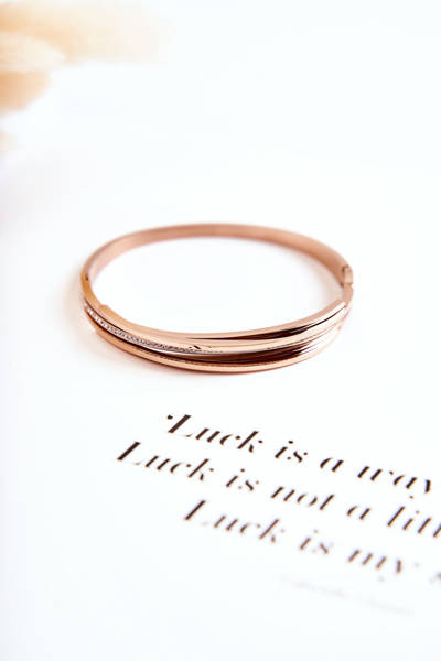 Жіночий сталевий браслет з цирконами, рожеве золото Myrens