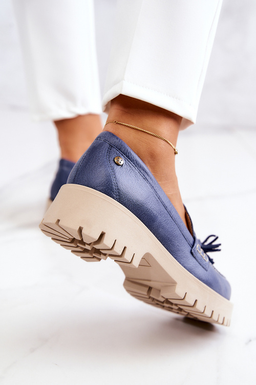 Жіноче шкіряне взуття Бахрома Maciejka 05497-17 Синій