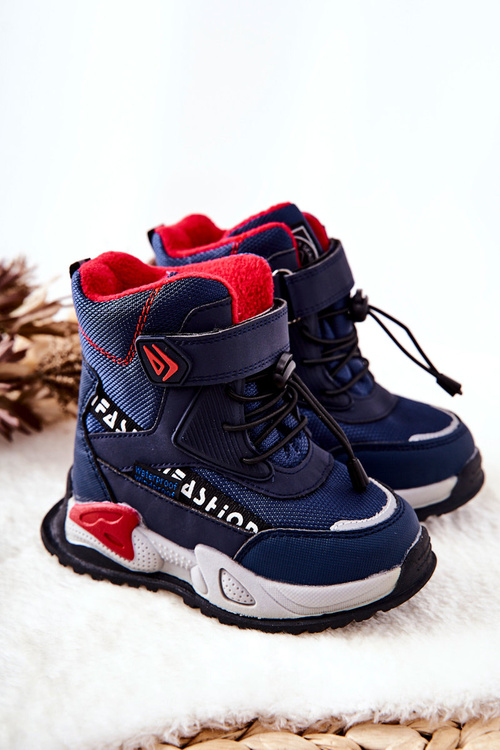 Утеплені снігові черевики на липучках темно-синього кольору Darel