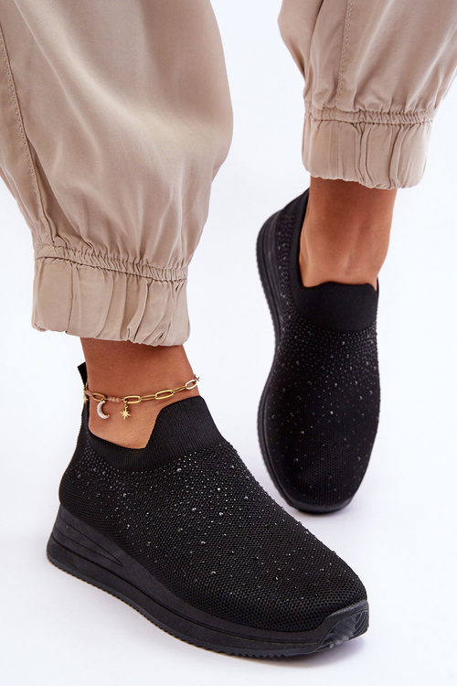 Жіночі кросівки зі стразами Чорні Gianni