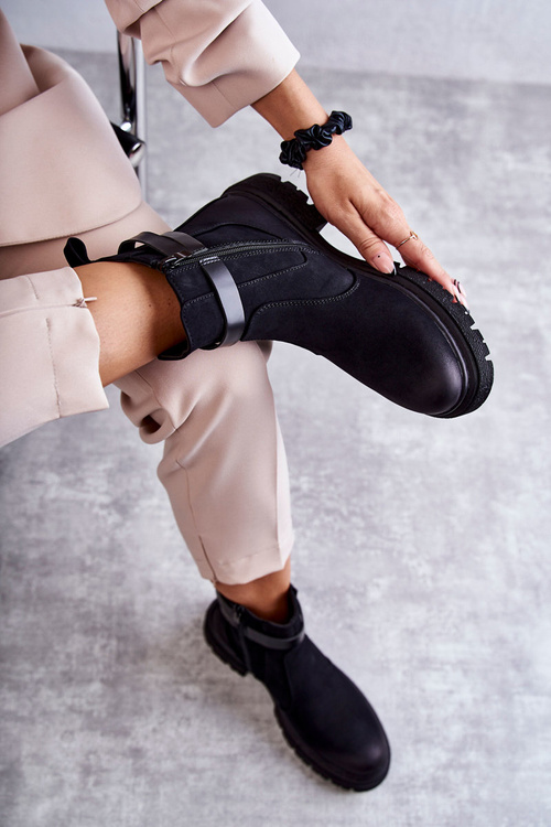 Жіночі утеплені черевики Jodhpur з поясом Чорні Jose