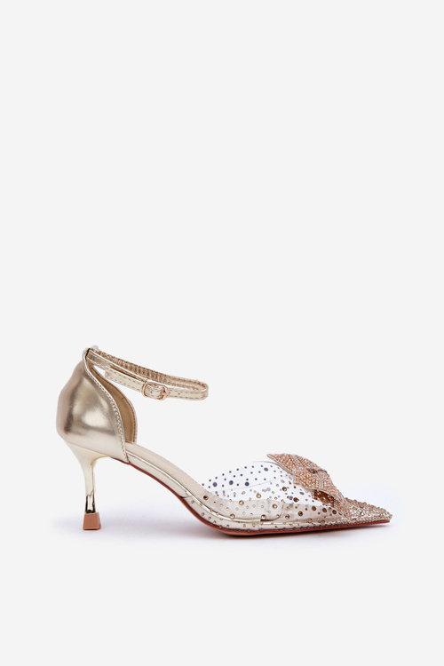 Прикрашені Каблуки З Бантиком Золоті Laviri