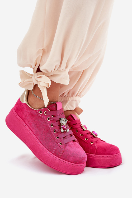 Жіночі Кросівки на Платформі з Ведмедиком Фуксія Vailina