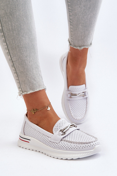 Білі жіночі шкіряні мокасини Veridinna