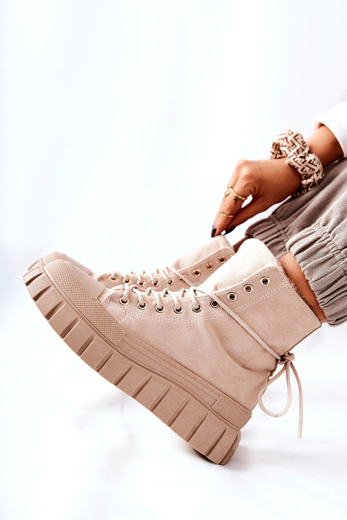 Бежеві кросівки на платформі з підкладкою