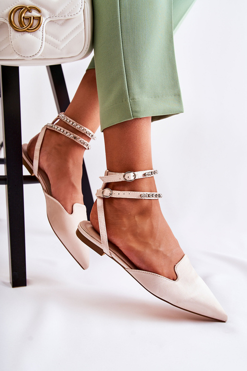 Жіночі босоніжки з носком шпіц бежеві Amisha