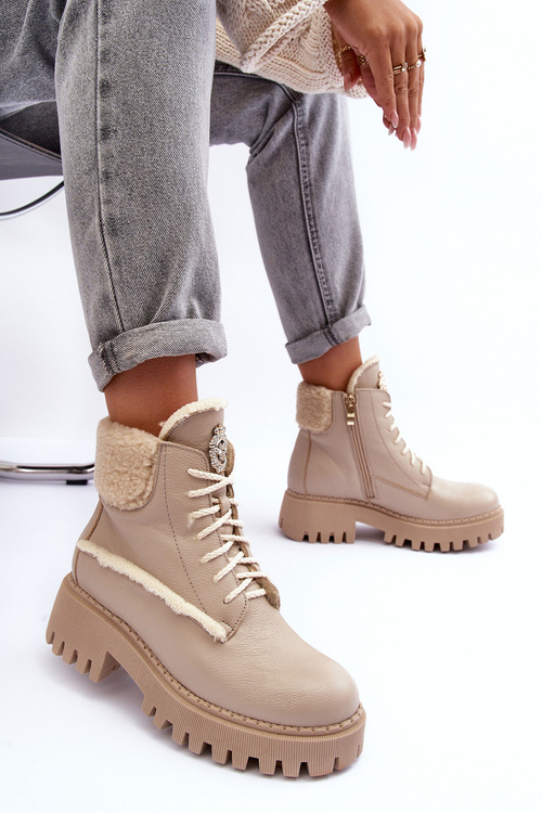 Жіночі шкіряні черевики Trapper бежеві Vergo