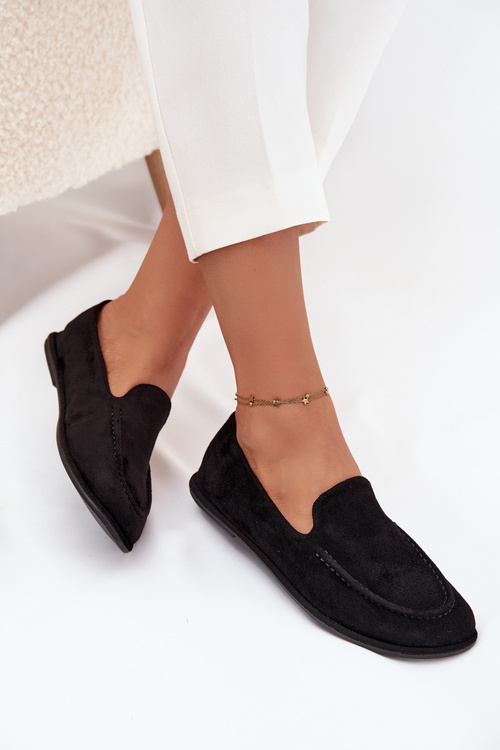 Жіночі мокасини з еко замші плоскі чорні Miryelle