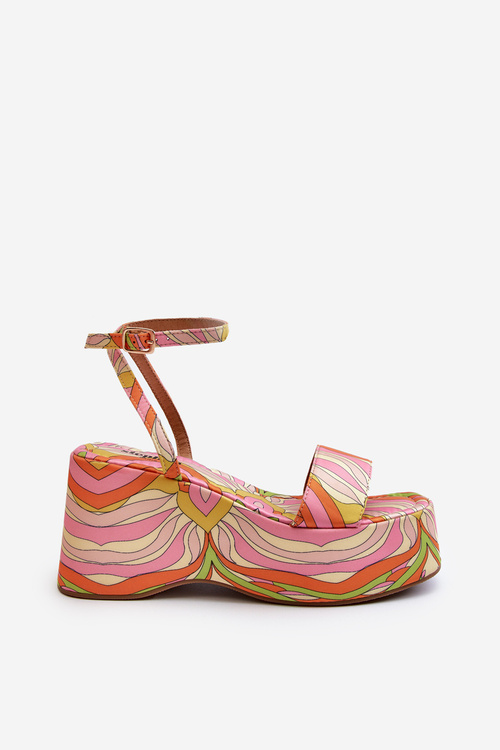 Босоніжки на платформі та танкетці з малюнком різнокольорові Wiandia