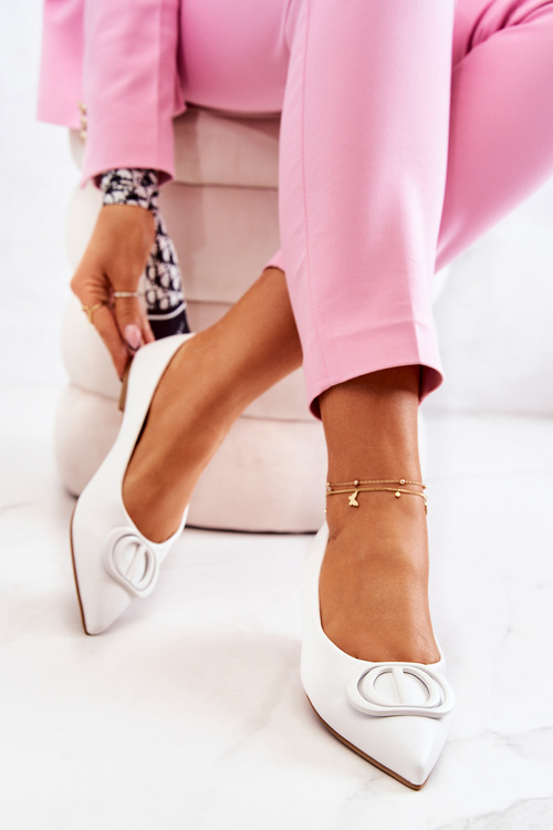 Шкіряні балетки з загостреним кольором Rachelle White