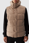 Чоловіча м'яка жилетка з капюшоном бежева 4FWAW24TVJAM144-83S