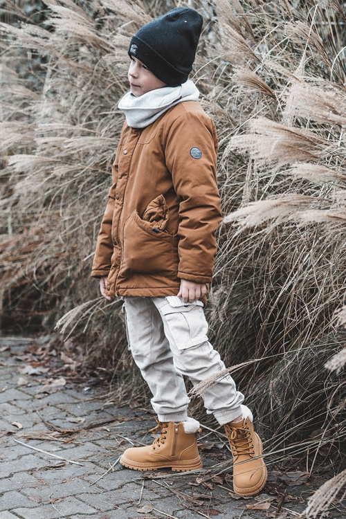 Дитячі черевики Trapper на блискавці та овчині Camel Marialee