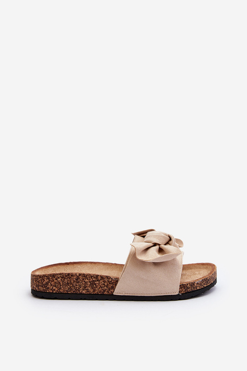 Жіночі бежеві тапочки з бантом Ezephira