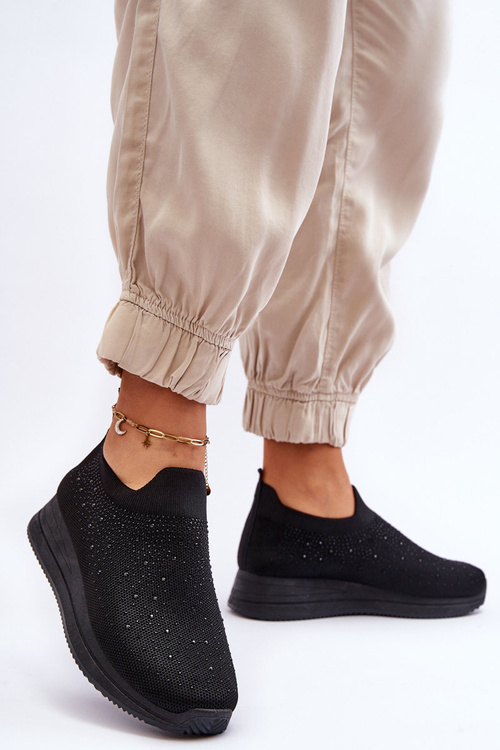 Жіночі кросівки зі стразами Чорні Gianni