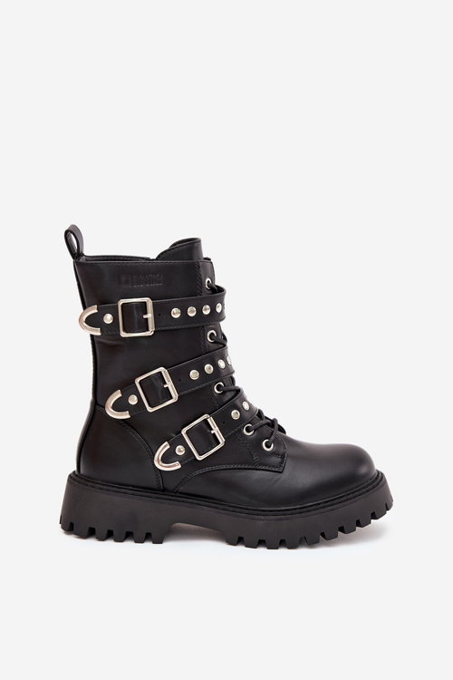 Утеплені Робочі Черевики З Ремінцями І Застібками Big Star OO274707 Чорні