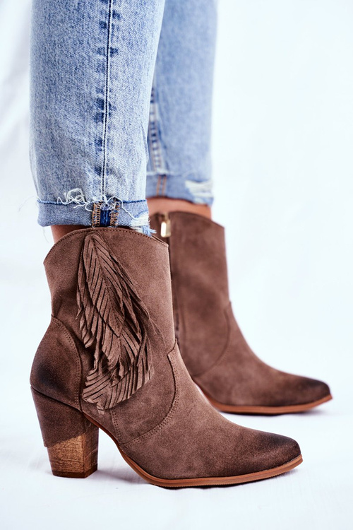 Жіночі чоботи на високому каблуці шкіряні Cappuccino Quintana