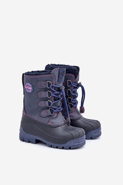 Високі теплі дитячі зимові черевики на шнурку темно-сині Lee Cooper LCJ-24-44-2843K