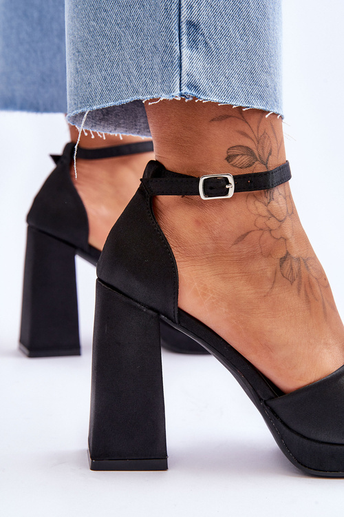 Атласні босоніжки на підборах Black Eternity