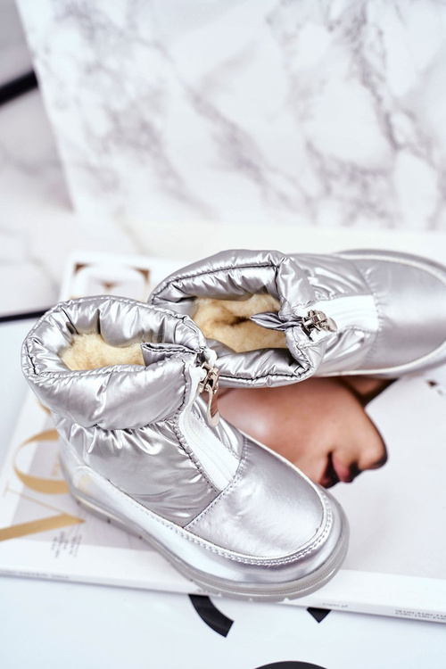 Жіночі снігові черевики теплі з натуральної вовни Silver Bubbles