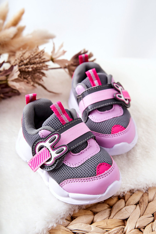 Дитяче спортивне взуття на липучці Befado 516P091 Сіро-рожевий