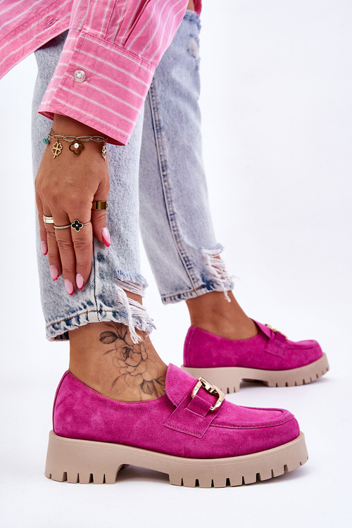 Модні замшеві лофери світлого кольору фуксії Rayhan