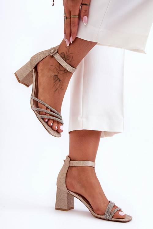 Блискучі босоніжки на підборах Gold Enenor