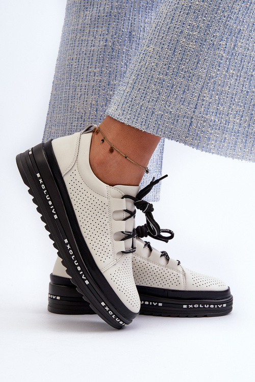 Жіночі шкіряні лофери на платформі S.Barski LR769A Бежеві