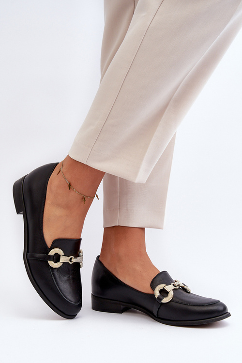 Zazoo 2880 Жіночі шкіряні мокасини з декором чорного кольору