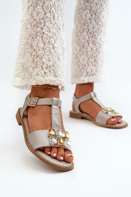 Елегантні жіночі босоніжки з декоративними деталями S.Barski KV27-030 Бежеві