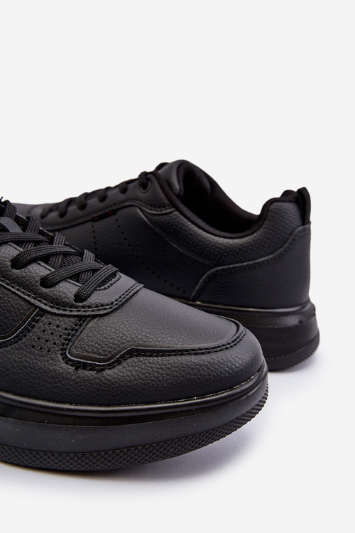 Легкі чоловічі кросівки на платформі з чорної екошкіри Uziran