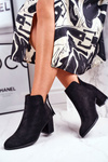 Жіночі черевики на високому каблуці замшеві чорного кольору мімоза