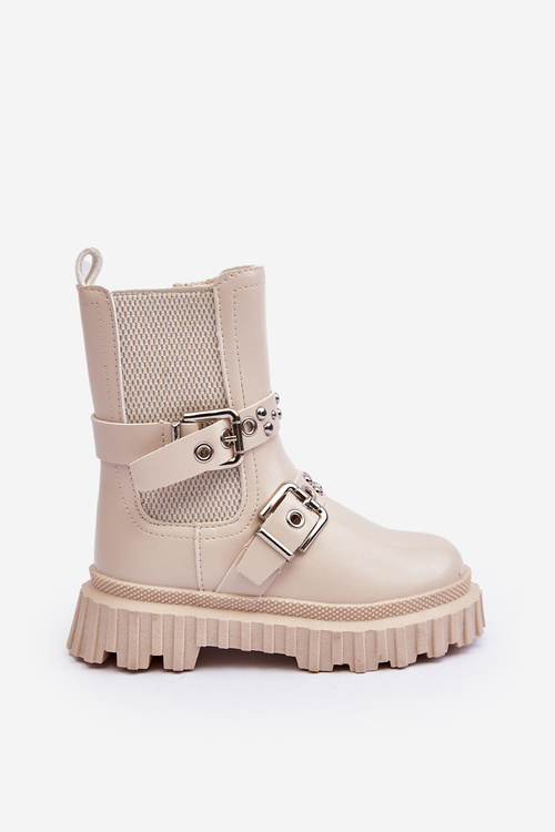 Бежеві ботильйони на блискавці для дівчинки Adeneia