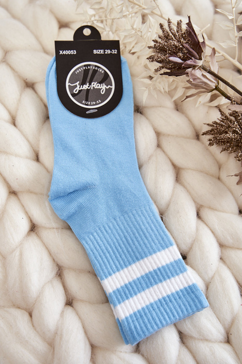 Молодіжні бавовняні спортивні шкарпетки синього кольору